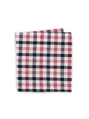 Black Brown Gingham Plaid Pocket Square