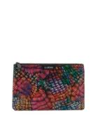 Lodis Snakeskin-textured Leather Pouch