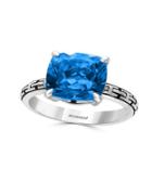 Effy Blue Topaz And 0.925 Sterling Silver Cutout Shank Ring