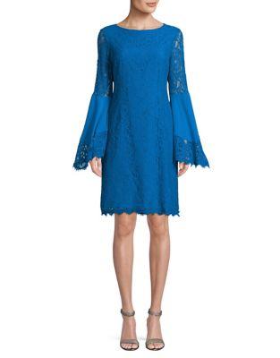 Nue By Shani Floral Lace Bell-sleeve Dress