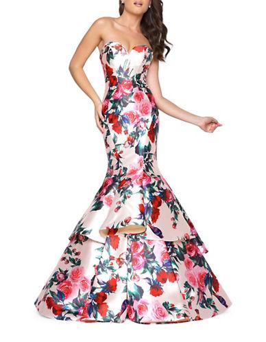 Mac Duggal Floral-print Mermaid Gown