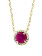 Effy 14k Yellow Gold, Diamond & Ruby Mini Pendant Necklace