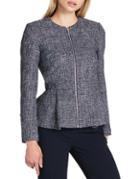 Donna Karan Tweed Peplum Zip Jacket