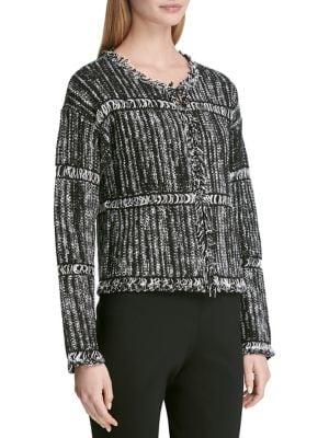 Dkny Frayed-trimmed Cardigan