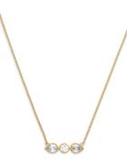 Cole Haan 1/25 Starry Skies Gold Tone Cubic Zirconia Brass Bar Pendant Necklace