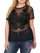 Addition Elle Love And Legend Plus Mix Media Embroidered Top