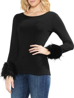 Vince Camuto Estate Jewels Faux Fur-trimmed Top