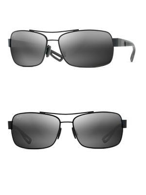 Maui Jim 62.5mm Ola Matte Black Rectangular Sunglasses