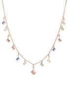 Lord & Taylor Lesa Michele Multicolored Crystal Baguette-shaped Dangle Chain Necklace
