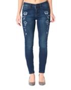 Nicole Miller New York Floral-embroidered High Rise Skinny Jeans