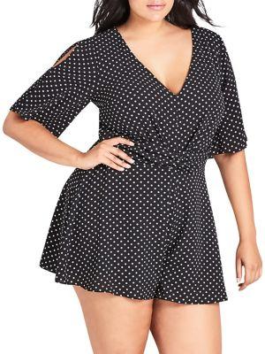 City Chic Plus Polka Dot Fit-&-flare Playsuit