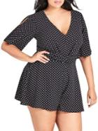 City Chic Plus Polka Dot Fit-&-flare Playsuit