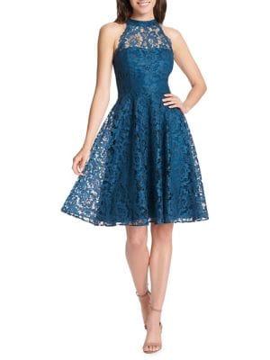 Eliza J Sleeveless Lace Fit-&-flare Dress