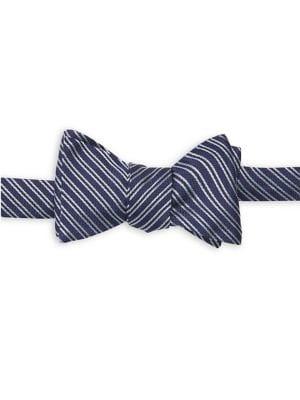 Brooks Brothers Red Fleece Textured Stripe Silk Bow Tie