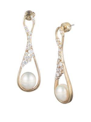 Carolee Starstruck Pearl & Crystal Drop Earrings