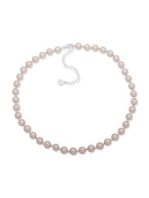 Ak Anne Klein Silvertone And Faux Pearl Collar Necklace