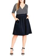 City Chic Plus Ahoy Striped And Solid Dress