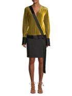 Diane Von Furstenberg Ribbed Velvet & Sash Surplice Blouse