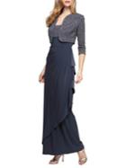 Alex Evenings Petite Glittered Matte Jersey Dress And Bolero Jacket Set