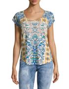 Lucky Brand Cotton-blend Printed Top