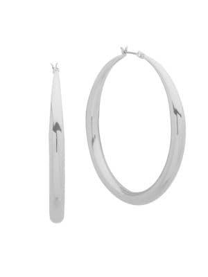Ak Anne Klein Silvertone Medium Hoop Earrings