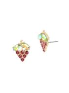 Betsey Johnson Picnic Goldtone & Crystal Grape Cluster Stud Earrings