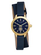 Tory Burch Collins Goldtone Stainless Steel & Leather Double-wrap Strap Watch/navy