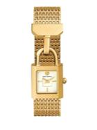 Tory Burch Square Stainless Steel Yellow Goldtone Analog Watch