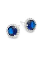 Lord & Taylor Sterling Silver And Sapphire Bezel Earrings