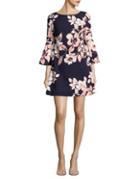 Eliza J Bell-sleeve Floral Mini Dress