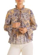 Mango Floral-print Ruffle Blouse