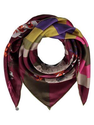Fraas Linear Foliage Silk Square Scarf