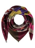 Fraas Linear Foliage Silk Square Scarf