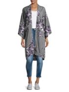 Steve Madden Long-sleeve Floral Kimono