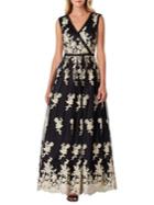 Tahari Arthur S. Levine Sleeveless Embroidered A-line Gown