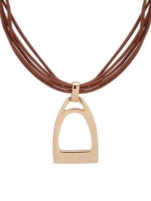 Lauren Ralph Lauren Goldtone & Leather Pendant Necklace