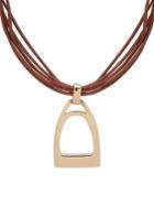 Lauren Ralph Lauren Goldtone & Leather Pendant Necklace