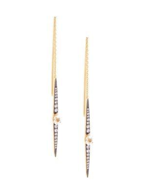Nadri Sirena Goldtone & Pave White Topaz Linear Earrings