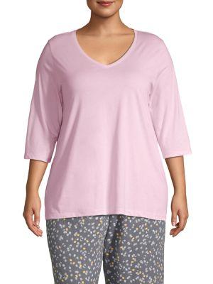 Hue Plus V-neck Cotton-blend Tee