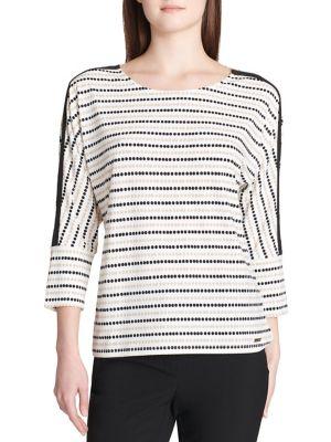 Calvin Klein Printed Three-quarter-sleeve Top