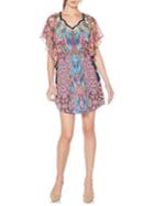 Laundry By Shelli Segal Printer Flutter-sleeve Chiffon Dress