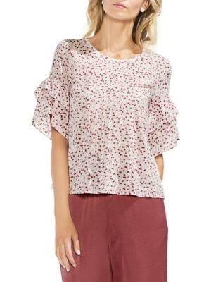 Vince Camuto Petite Zen Bloom Ruffle Sleeve Blouse