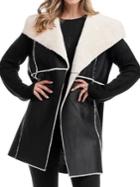 Single Thread Seam Out Faux Leather & Faux Fur Sweater Jacket