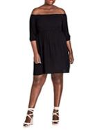 City Chic Plus Quarter-sleeve Off-the-shoulder Dress