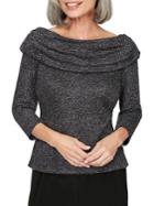 Alex Evenings Metallic Three-quarter Sleeve Blouse