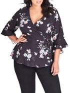 City Chic Plus Lovely Blossom Wrap Top