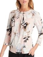 Karl Lagerfeld Paris Three-quarter Floral Bow Top