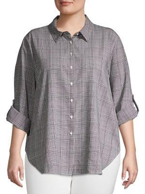 Calvin Klein Plus Plaid Long-sleeve Top