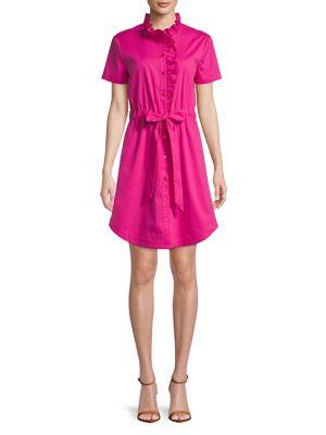 Imnyc Isaac Mizrahi Ruffled Tie-front Shirt Dress