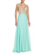 M By Mac Duggal Colorblocked Embellished Gown